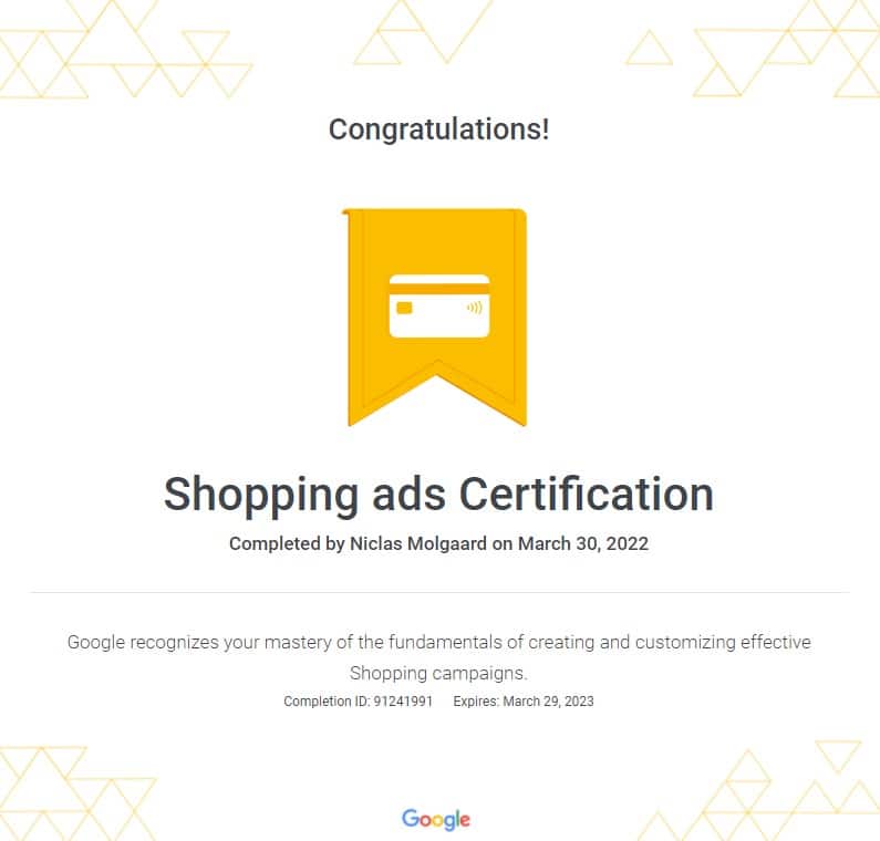 Google shopping ads certificeret